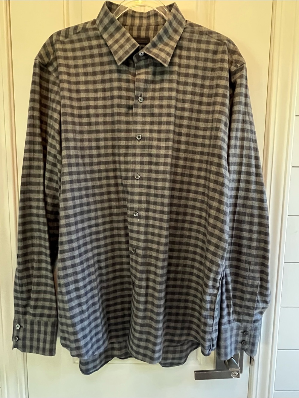 Zachary Prell Men's Grey Plaid
Luxury Cotton Casual Button Up
Shirt SZ XL